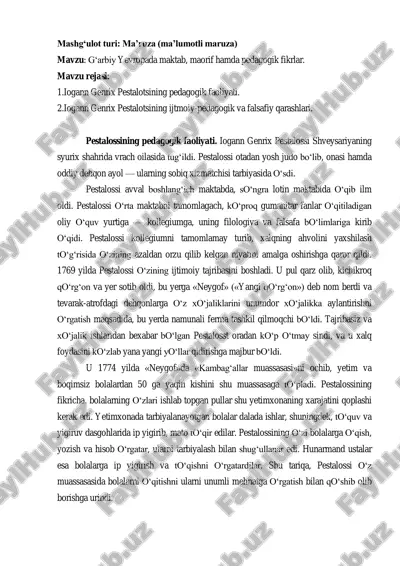 g‗arbiy yevropada maktab, maorif hamda pedagogik fikrlar — PDF