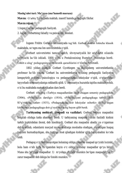 iogan gerbartning pedagogik faoliyati — PDF