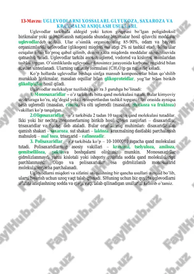 uglevodlarni xossalari — PDF