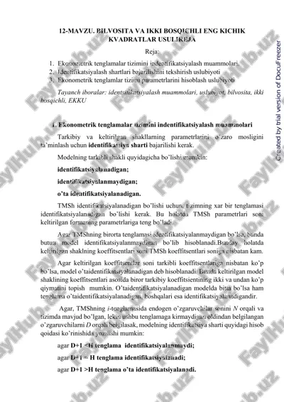 bilvosita va ikki bosqichli eng kichik kvadratlar usulireja — PDF