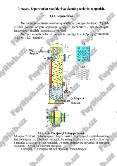 separatorlar vazifalari va ularning turlarini o`rganish — PDF