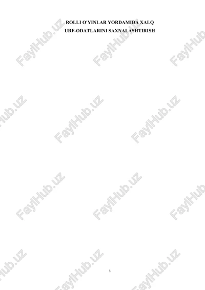 ro'lli o'yinlar yordamida xalq urf-odatlarini sahnalashtirish — DOCX
