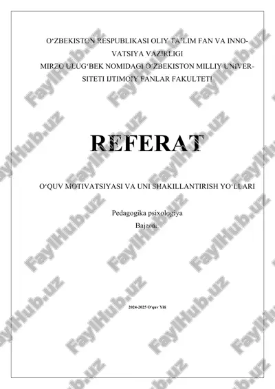 oʻquv motivatsiyasi va uni shakillantirish yoʻllari — DOCX