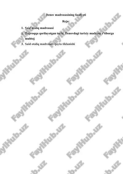 denov madrasasining faoliyati — DOCX