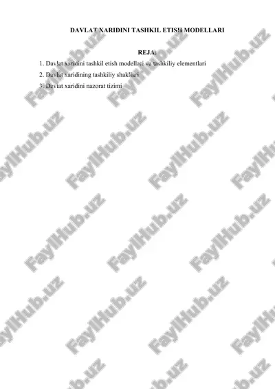 davlat xaridini tashkil etish modellari — DOCX