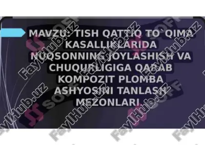 tish qattiq to’ qima kasalliklarida nuqsonning joylashish va chuqurligiga qarab kompozit plomba — PDF