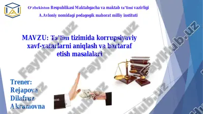 ta’lim tizimida korrupsiyaviy xavf-xatarlarni aniqlash va bartaraf etish masalalari — PDF