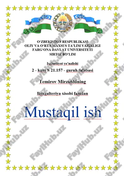 buxgalteriya xisobi fanidan mustaqil ish — PDF