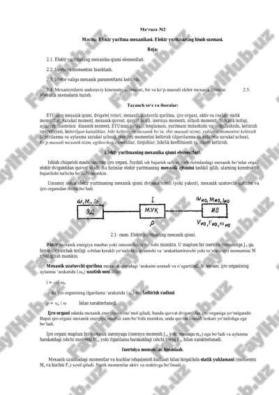 elektr yuritma mexanikasi — PDF