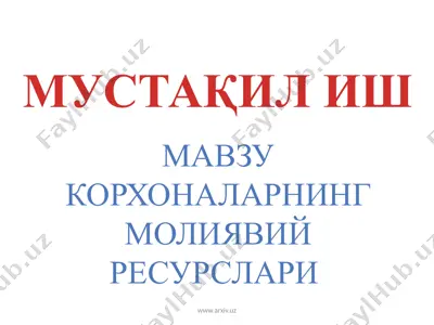 корхоналарнинг молиявий ресурслари — PPTX