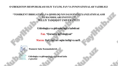 quruqlik gidrologiyasi — PDF