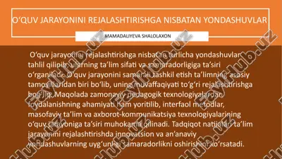 oʻquv jarayonini rejalashtirish — PPTX