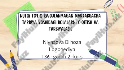 nutqning to'liq rivojlanmaganligi sabablari — PDF