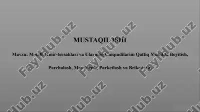metalltemir-tersaklari va ularning chiqindilarini qattiqmuhitdaboyitish — PPTX