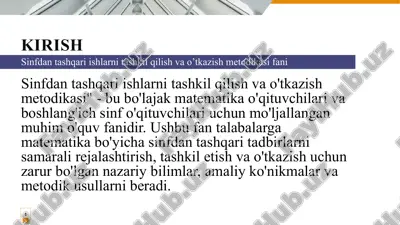 sinfdan tashqari ishlarni tashkil qilish va o’tkazish metodikasi — PPTX