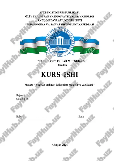 sinfdan tashqari ishlarning maqsad va vazifalari — PDF