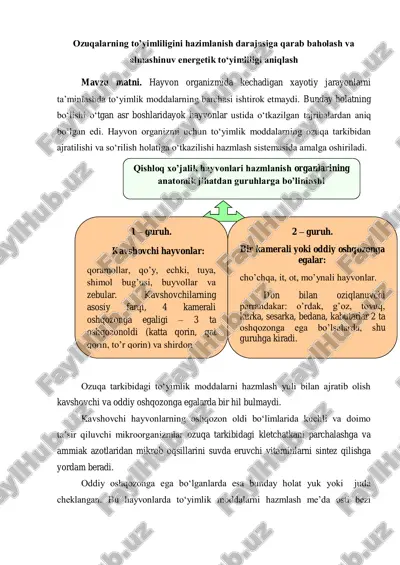 to'yimlik moddalar va oshqozonlar — PDF