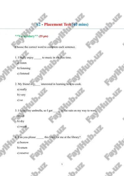 a2 - placement test — PDF