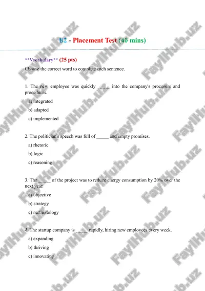 b2 - placement test — PDF