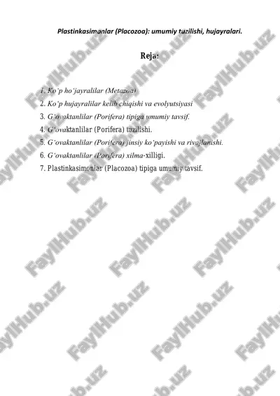 plastinkasimonlar (placozoa) — PDF
