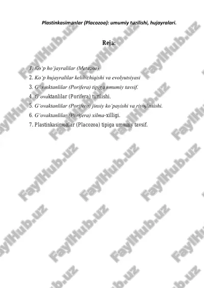 plastinkasimonlar (placozoa) — PDF