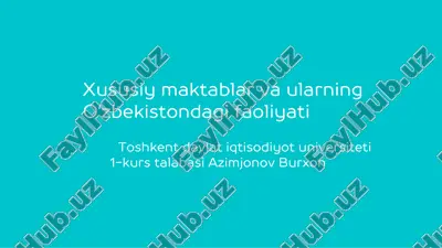 xususiy maktablar o'zbekistondagi iqtisodiyotiga ta'siri — PDF