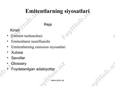emitentlarning siyosatlari — PPT