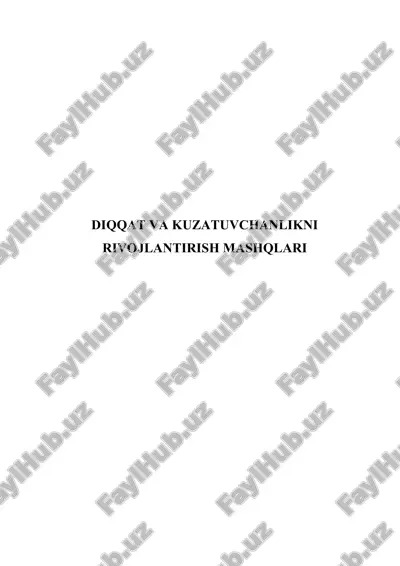 diqqat va kuzatuvchanlikni rivojlantirish mashqlari — DOCX