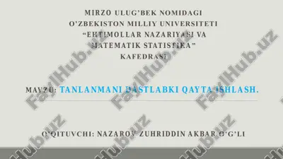 tanlanmani dastlabki qayta ishlash — PDF