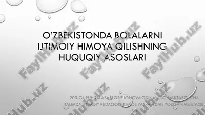 o'zbekistonda bolalarni ijtimoiy himoya qilishning huquqiy asoslari — PDF