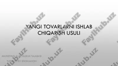 yangi tovarlarni ishlab chiqarish usuli — PDF