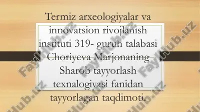 sharob tayyorlash texnalogiyasi — PDF