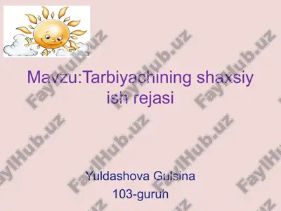 tarbiyachining shaxsiy ish rejasi — PDF