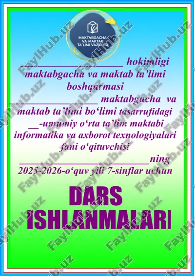 2025-2026-o‘quv yili 6-sinf uchun informatika va axborot texnologiyalar fanidan taqvim mavzu rejasi — DOC