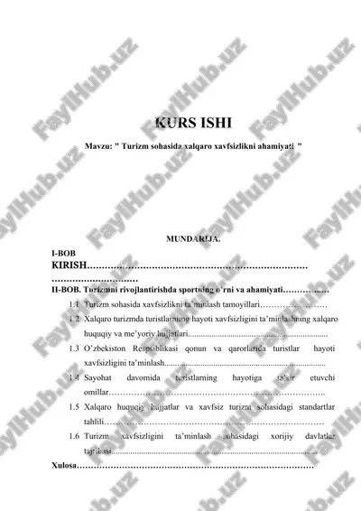 turizm sohasida xalqaro xavfsizlikni ahamiyati — DOCX