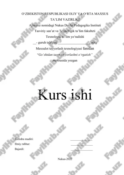 go‘shtdan taom tayyorlashni o‘rgatish — DOCX