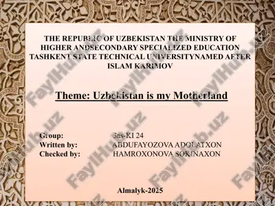 theme: uzbekistan is my motherland — PPTX