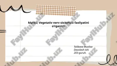 vegetativ nerv sistemasi faoliyatini o‘rganish — PPTX