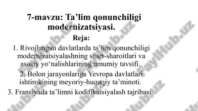 ta’lim qonunchiligi modernizatsiyasi — PPTX