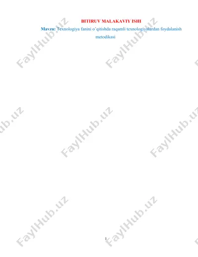 texnologiya fanini o’qitishda raqamli texnologiyalardan foydalanish metodikasi — DOCX