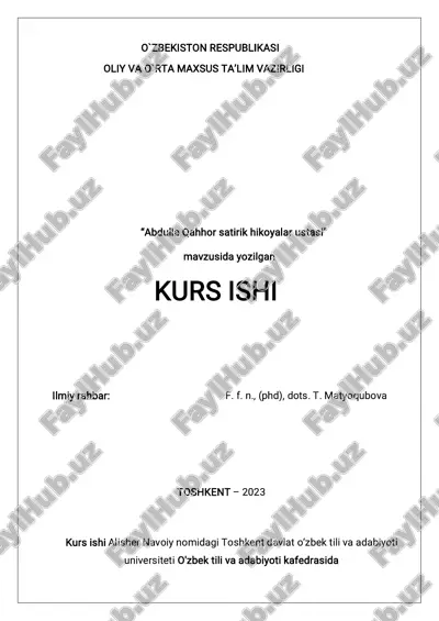 abdulla qahhor satirik hikoyalar ustasi — PDF