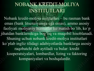 nobank kredit-moliya institutlari — PPT