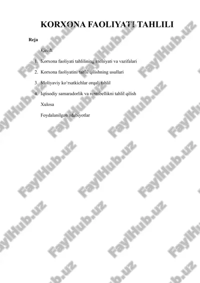 korxona faoliyati tahlili — DOCX