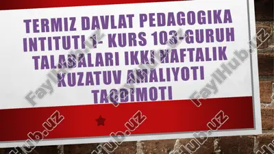 kuzatuv va amaliyoti — PPTX