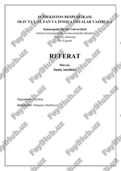 sun'iy intellekt: asoslar, rivojlanish va turlari — DOCX