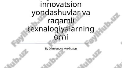 agrobiznesni rivojlantirishda innovatsion yondashuvlar — PPTX