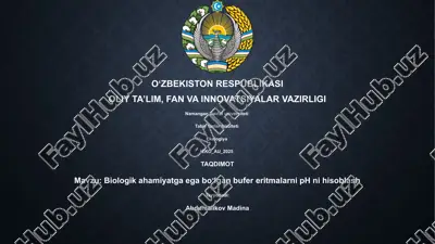 biologik ahamiyatga ega boʻlgan bufer eritmalarni ph ni hisoblash — PPTX