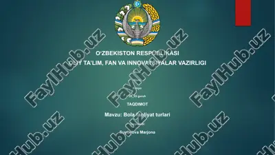 bola faoliyat turlari — PPTX