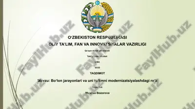 bolonya jarayonlari va uni ta'limni modernizatsiyalashdagi roʼli — PPTX
