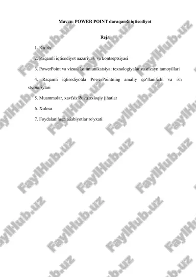 power point daraqamli iqtisodiyot — DOCX